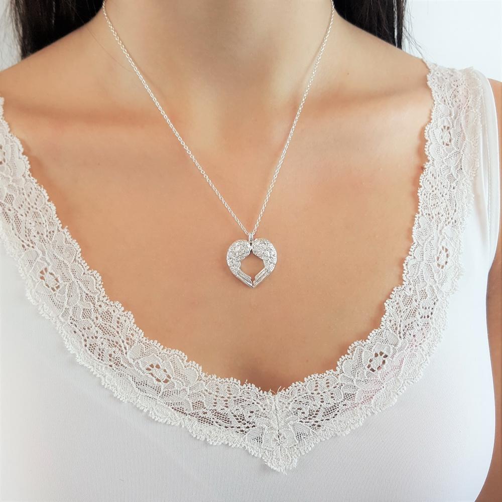 3 PACK: Angel Wings Heart Necklace